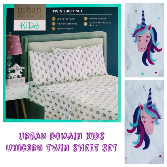 Urban Domain Kids Bedding Purple Unicorn Twin Sheet Set Poshmark